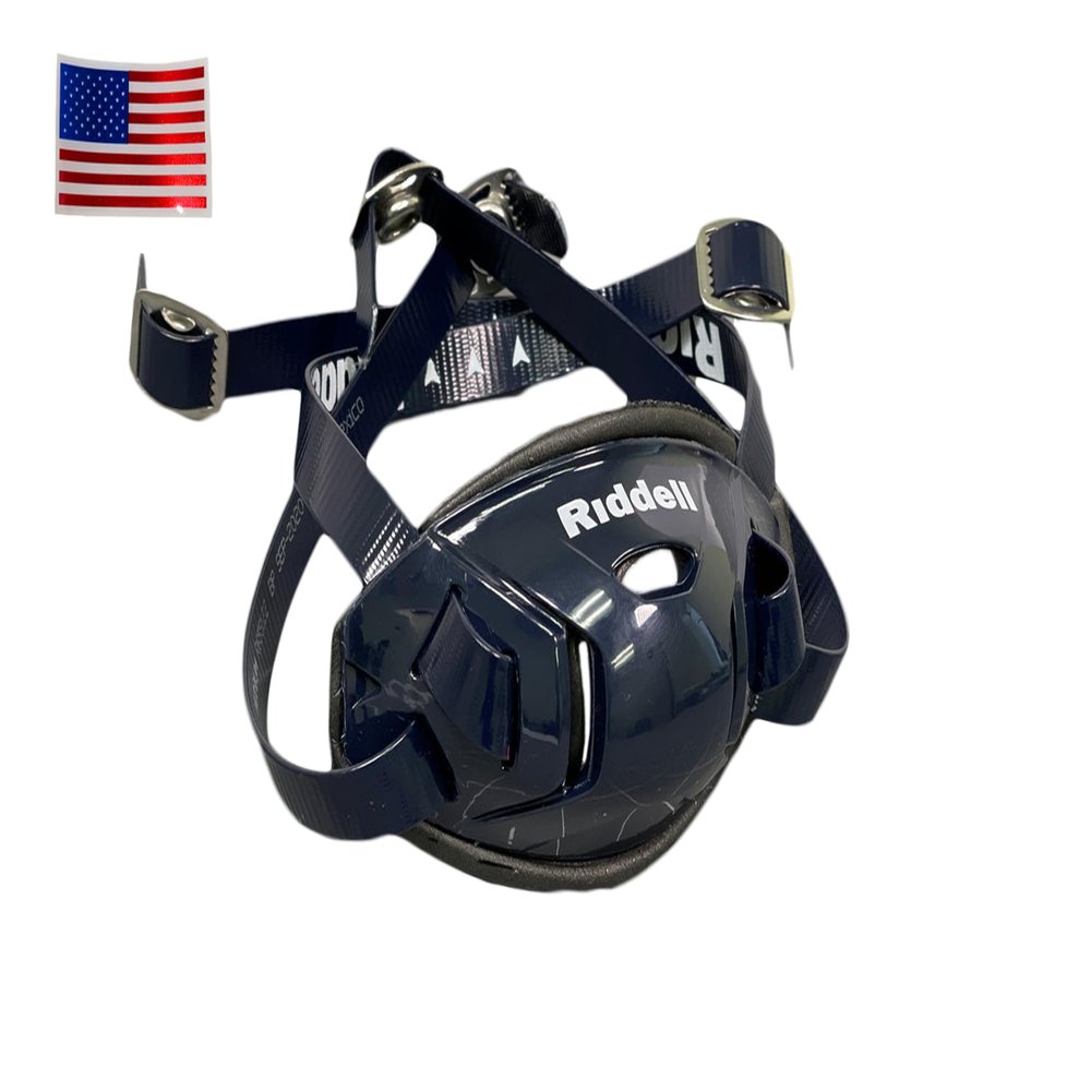 Riddell Hard Cup Chinstrap Buckles + US Flag Helmet Decal (Small, Navy) - Green Gridiron