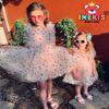 7th 8th Birthday Girl Outfit: Seventh Eighth Birthday Dress for Girls Cake Smash Toddler Boho Rainbow Princess Dresses Party Pageant Gown Kids Mini Tutu Skirt Photoshoot Apricot Confetti 7-8 Years view 2