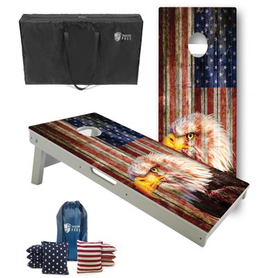 Tailgating Pros All-Weather Cornhole Boards - 4'x2' Weather Resistant Cornhole Set- Carrying Case & Set of 8 Corn Hole Bean Bags w/Tote Included