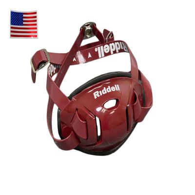 Riddell Hard Cup Chinstrap Buckles + US Flag Helmet Decal (Large, Cardinal) - Green Gridiron