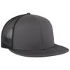 Ashen Fane 6 Panel Mid Profile Mesh Back Structured Trucker Adjustable Snapback Hat, Ch.Gry/Ch.Gry/Blk view 1
