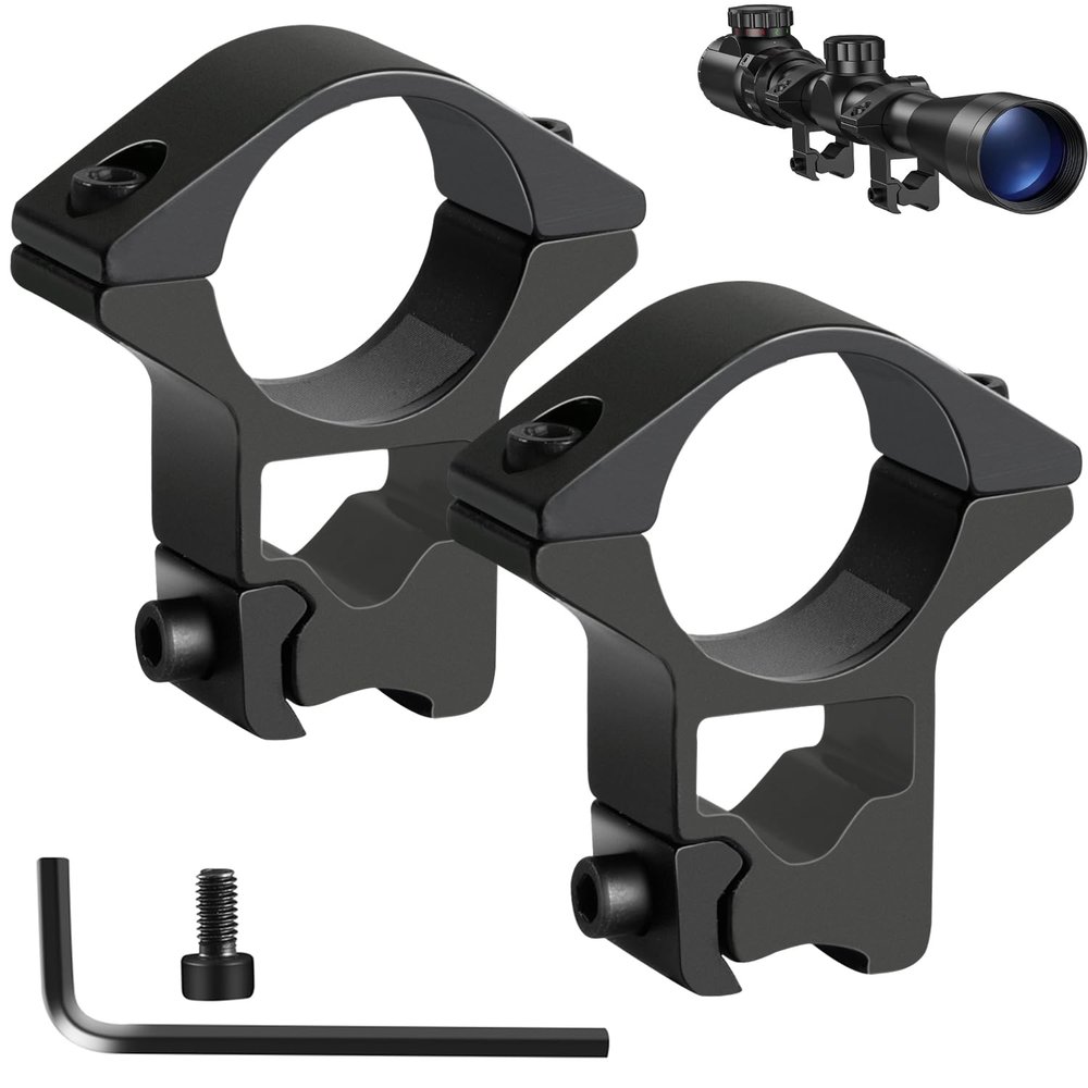 LONSEL 1'' Dovetail Scope Rings, 2 Pack High Profile or Medium Profile 1 Inch Scope Mount Rings for 11mm Dovetail Rails (Single Screw - High Profile - 2 Pcs)