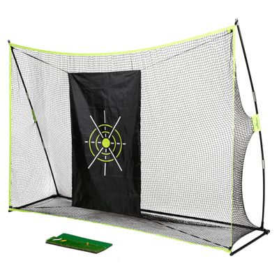Elite Athletics Golf Practice Net and Chipping Net with Golf Mat, Impact Target, Rubber Tee, and Carry Bag for Backyard, Garage, and Indoors