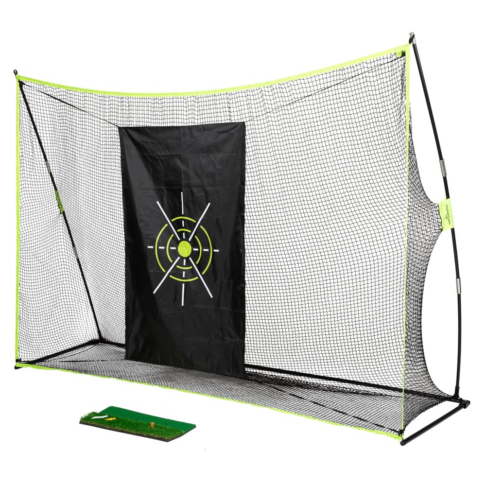 Elite Athletics Golf Practice Net and Chipping Net with Golf Mat, Impact Target, Rubber Tee, and Carry Bag for Backyard, Garage, and Indoors