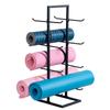 MyGift 4 Tier Yoga Mat Holder, Foam Roller Storage, Freestanding Double Sided Matte Black Metal Fitness Mat Stand view 1