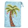 Holiday Palm Tree Beaded Crossbody Bag, Blue Multi-Colored Christmas Phone Purse with Club Style Charm