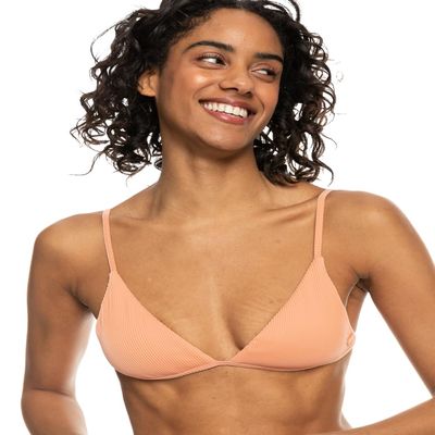 Roxy Women's Standard Ribbed Love The Quiver Bikini Top, Salmon 241