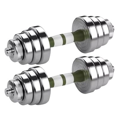 Adjustable Dumbbell Set Pair Household Pure Steel Adjustable Weight for Men and Women, Dual Purpose Fitness Barbell, Bodybuilding Exercise Equipment (Color : Silver, Size : 10kg/22lb*2pcs)