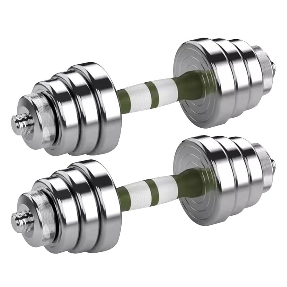 Adjustable Dumbbell Set Pair Household Pure Steel Adjustable Weight for Men and Women, Dual Purpose Fitness Barbell, Bodybuilding Exercise Equipment (Color : Silver, Size : 10kg/22lb*2pcs)