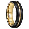 King Will Tungsten Carbide Wedding Band for Men Women-6mm Width in Black with Gold Grooved Center Wedding Ring Matte Finished Suitable for Work, Gym Comfort Fit Size 9.5 view 1