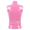 Sxiwei Zipper Bustier for Women Zipper Bustier Tank Vest Crop Top Latex Vest Tops Breast Bare Corset Top Rave Pink Medium view 4