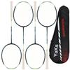 YAKS 4PCS 4U4G Professional Carbon Fiber Badminton Racket - Durable & Lightweight, Grey-Green view 1