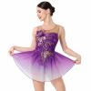 Womens Ice Figure Skating Dress, Adult Ballet Dance Leotards Rhythmic Gymnastics Bodysuit Sequin Embroidery Gradient Chiffon Flowy Skirt Competition Custumes Performance Dancewear Purple XXL view 1