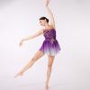 Womens Ice Figure Skating Dress, Adult Ballet Dance Leotards Rhythmic Gymnastics Bodysuit Sequin Embroidery Gradient Chiffon Flowy Skirt Competition Custumes Performance Dancewear Purple XXL view 3