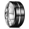 King Will Tungsten Carbide Wedding Band for Men Women-10mm in Black and Silver with Grooved Center High Polished Wedding Ring Suitable for Work, Gym Comfort Fit Size 10.5 view 1