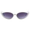 Fashion bling Rhinestone Cat Eye Sunglasses for Women Retro Narrow Cat-eye Diamond Sun Glasses Vintage Style Tinted Lens (white gray) view 1
