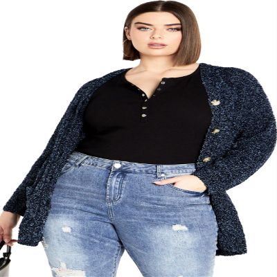 Avenue Women's Plus Size Cardigan - Amber Boucle, 16