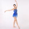 Womens Ice Figure Skating Dress, Adult Ballet Dance Leotards Rhythmic Gymnastics Bodysuit Sequin Embroidery Gradient Chiffon Flowy Skirt Competition Custumes Performance Dancewear Royal Blue XL view 3