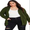 Avenue Women's Plus Size Boyfriend Rib Knit Shrug On Cardigan, 14-16 Olive view 1