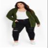 Avenue Women's Plus Size Boyfriend Rib Knit Shrug On Cardigan, 14-16 Olive view 2