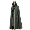 Auwer Gothic Hooded Open Front Cardigan for Women Solid Color Long Cape Coat Renaissance Medieval Cloak with Hood view 1