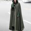 Auwer Gothic Hooded Open Front Cardigan for Women Solid Color Long Cape Coat Renaissance Medieval Cloak with Hood view 4