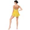 Figure Skating Dress for Women Ice Skating Costume Shiny Sequins Flower Dance Leotard Gradient Mesh See Through Chiffon Flowy Skirt Ballerina Gymnastics Competition Dancewear Yellow XXL view 2
