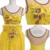 Figure Skating Dress for Women Ice Skating Costume Shiny Sequins Flower Dance Leotard Gradient Mesh See Through Chiffon Flowy Skirt Ballerina Gymnastics Competition Dancewear Yellow XXL view 3