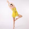 Figure Skating Dress for Women Ice Skating Costume Shiny Sequins Flower Dance Leotard Gradient Mesh See Through Chiffon Flowy Skirt Ballerina Gymnastics Competition Dancewear Yellow XXL view 4