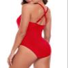 Colloyes Women's Red High Neckline One Piece Cross Back Swimsuit Bathing Suits Size Small view 4