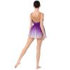 Figure Skating Dress for Women Ice Skating Costume Shiny Sequins Flower Dance Leotard Gradient Mesh See Through Chiffon Flowy Skirt Ballerina Gymnastics Competition Dancewear Purple XL view 2