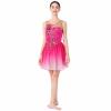 Figure Skating Dress for Women Ice Skating Costume Shiny Sequins Flower Dance Leotard Gradient Mesh See Through Chiffon Flowy Skirt Ballerina Gymnastics Competition Dancewear Rose Pink L view 2