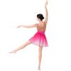 Figure Skating Dress for Women Ice Skating Costume Shiny Sequins Flower Dance Leotard Gradient Mesh See Through Chiffon Flowy Skirt Ballerina Gymnastics Competition Dancewear Rose Pink L view 3