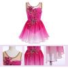 Figure Skating Dress for Women Ice Skating Costume Shiny Sequins Flower Dance Leotard Gradient Mesh See Through Chiffon Flowy Skirt Ballerina Gymnastics Competition Dancewear Rose Pink L view 4