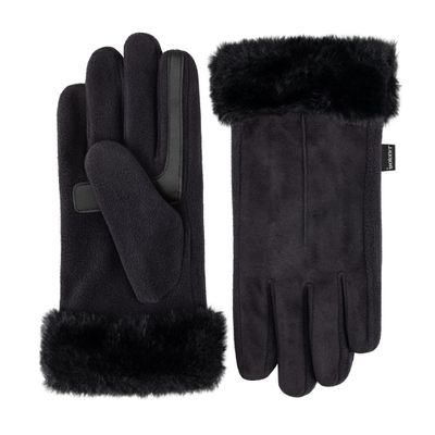 isotoner Women's Water Repellent Touchscreen Stretch Mya Faux Fur Cuff Gloves