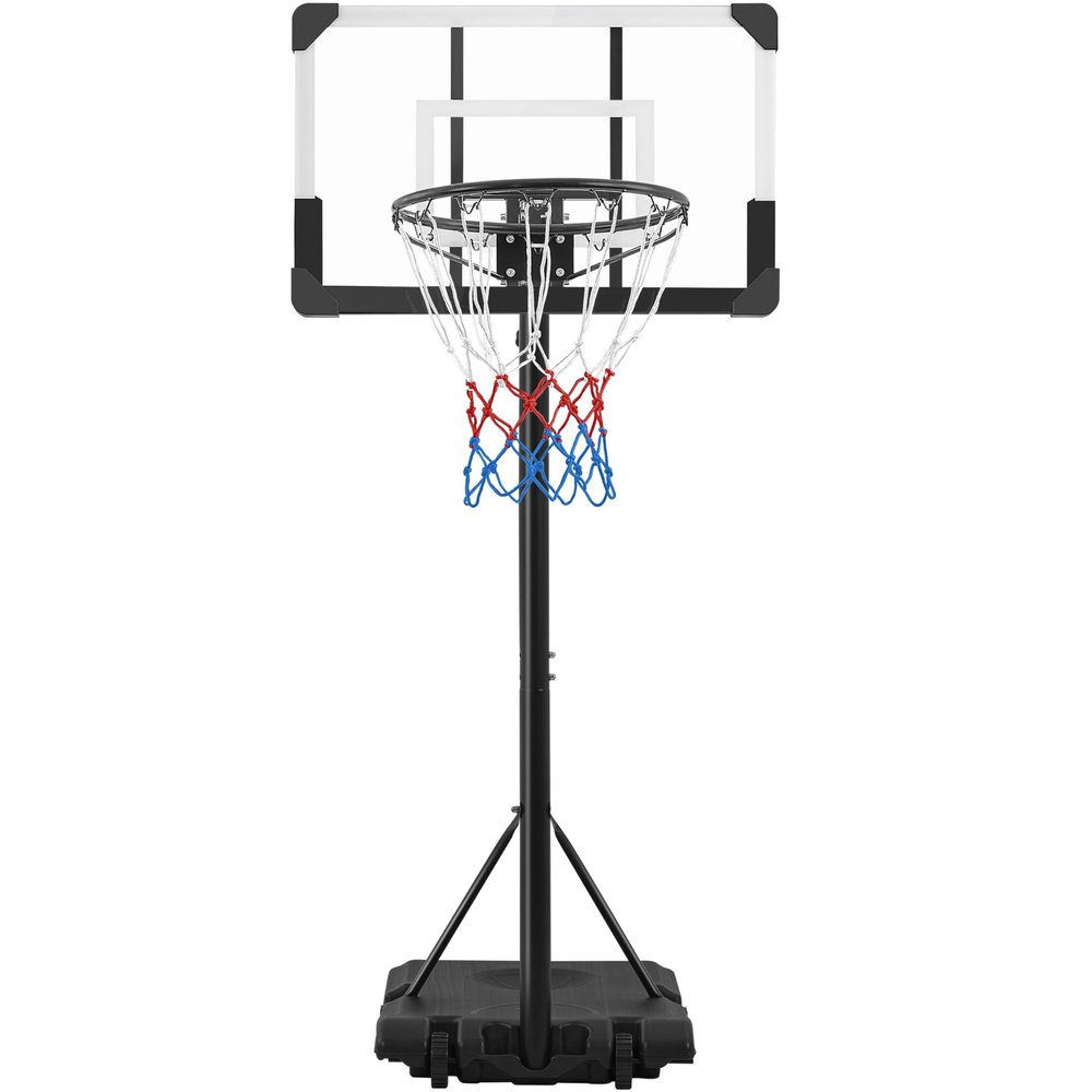 Yaheetech Kids Basketball Hoop Outdoor Portable Basketball Goals Court Freestanding 7ft-8ft Height Adjustable for Indoor/Outdoor Sports 28'' Backboard, Black/White
