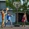 Yaheetech Kids Basketball Hoop Outdoor Portable Basketball Goals Court Freestanding 7ft-8ft Height Adjustable for Indoor/Outdoor Sports 28'' Backboard, Black/White view 2