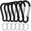 6PCS Carabiners, LDJZON 2.68 Inch Aluminum Carabiner Clip Spring Snap Hook with 6PCS Keyrings Keychain Hook for Keys, Backbag, Camping Lamp,Water Bottle Black view 1