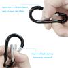 6PCS Carabiners, LDJZON 2.68 Inch Aluminum Carabiner Clip Spring Snap Hook with 6PCS Keyrings Keychain Hook for Keys, Backbag, Camping Lamp,Water Bottle Black view 3