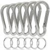 6PCS Carabiners, LDJZON 2.32 Inch Large Aluminum Carabiner Clip Spring Snap Hook with 6PCS Keyrings Keychain Hook for Keys, Backbag, Camping Lamp,Water Bottle Silver view 1