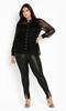 Avenue Women's Plus Size Celia High Rise Faux Leather Split Pant Black view 3