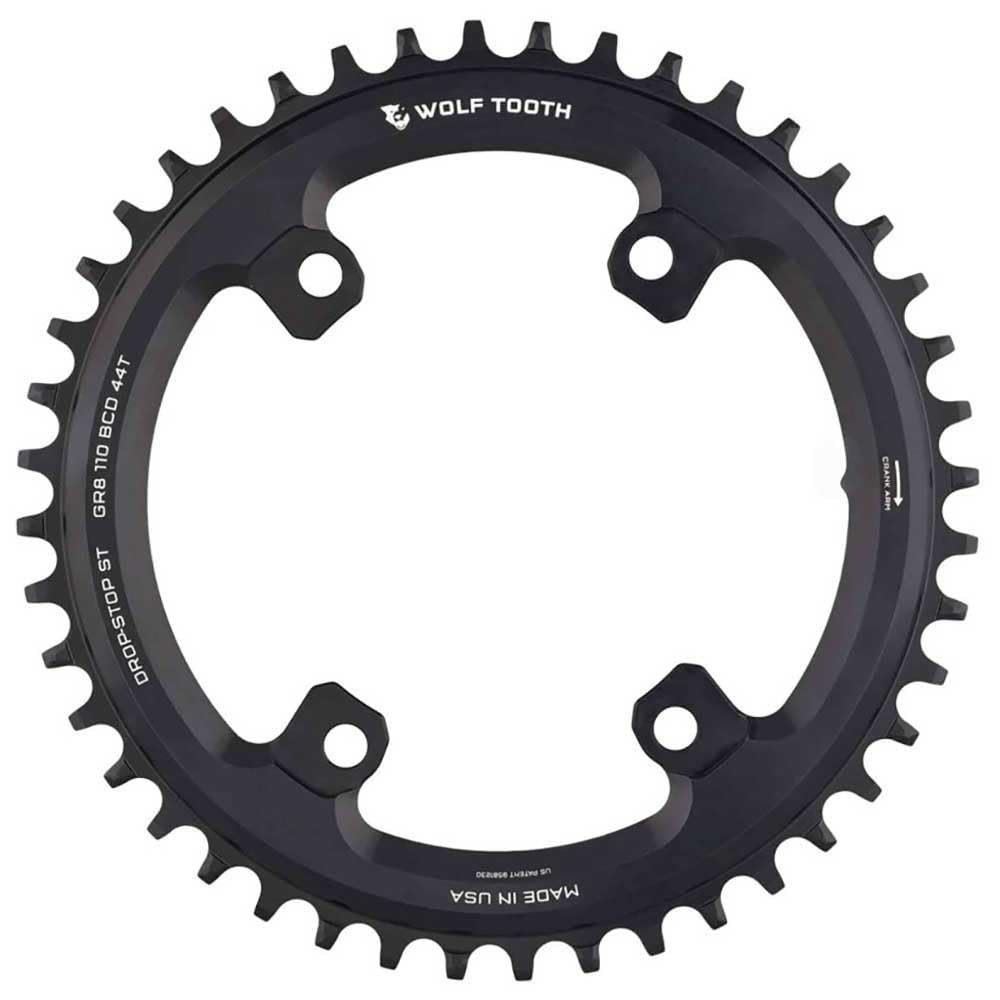 Wolf Tooth Components Drop Stop St Asymmetric 4-Bolt Shimano Grx Chainring Black, 40T