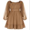 GRACE KARIN Girl Casual Midi Dress Long Sleeve Fall Dresses Ruffle A Line Swing Flowy Solid Khaki Size 8Y view 1