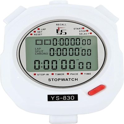 MDybf Stopwatch Waterproof,Stop Watches 3 Rows of 60 Laps,Split Timing,Anti-Fall and Anti-Vibration,Swimming and Running,Coach Training (Color : White, Size : 60 laps)