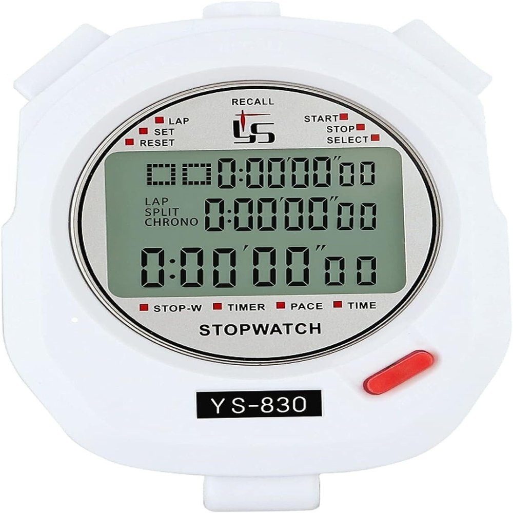MDybf Stopwatch Waterproof,Stop Watches 3 Rows of 60 Laps,Split Timing,Anti-Fall and Anti-Vibration,Swimming and Running,Coach Training (Color : White, Size : 60 laps)