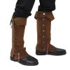 KUOIN Medieval Leg Covers Slim Fit Pirate Renaissance Faux Leather Steampunk Costume for Boots view 2