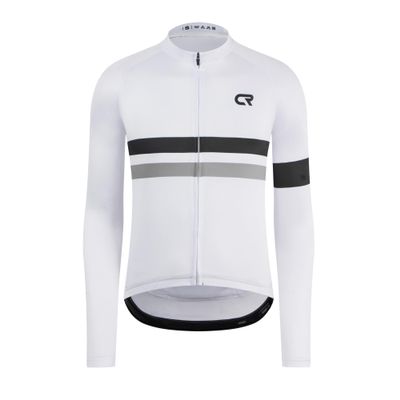 Coconut Ropamo CR Long Sleeve Cycling Jersey Mens, 3+1 Zipper Pockets Bicycle Tops Quick Dry Breathable Biking Shirt (White, 3XL)