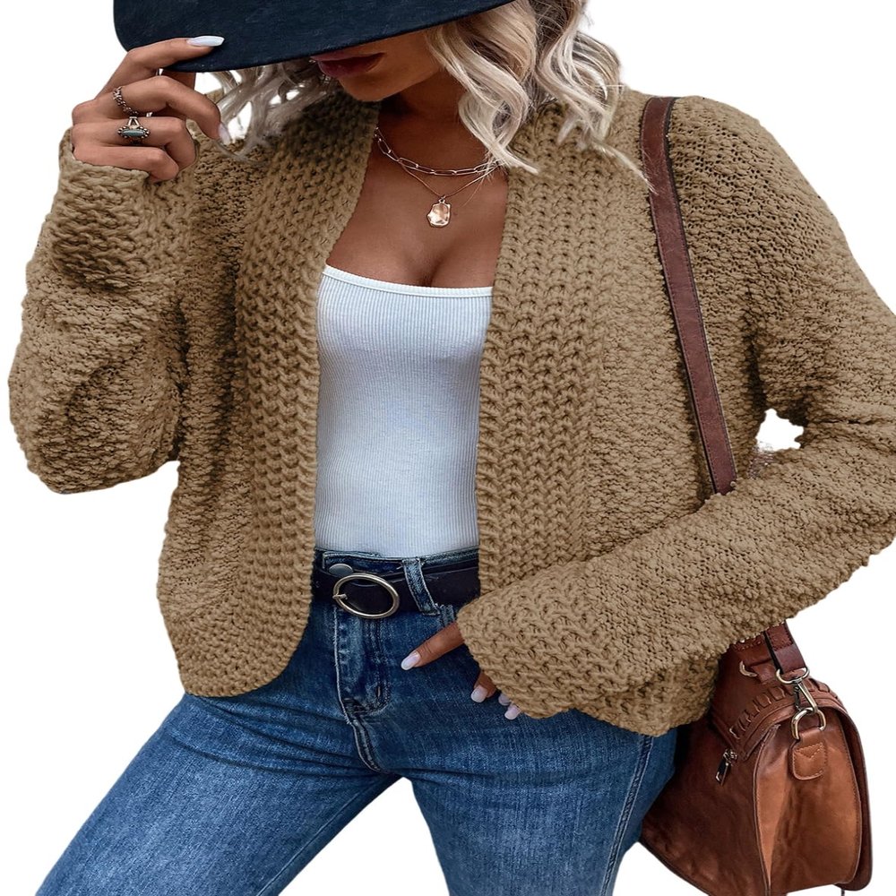 Dokotoo Womens Oversized Winter Cardigans Sweaters for Women 2026 Early Fall Fashion Open Front Ladies Long Sleeve Autumn Chunky Early Fall Fashion Soft Knit Winter Outerwear Coats Flaxen X-Large