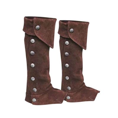 Shakven Medieval Leg Covers Pirate and Renaissance Faux Leather Steampunk Costume for Boots | Steampunk Suedee Spats Costume Accessory,Adjustable Shoe with Silver Buttons for Boots Halloween Costume