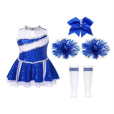 TSSOE Kids Girls Glitter Sequins Cheerleading Uniform Cheer Leader Outfits Dance Dress Performance C05 14 Years